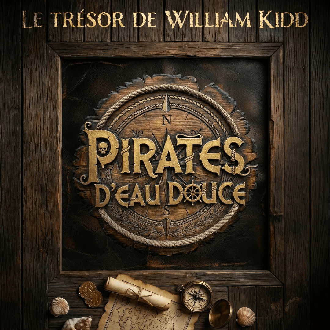 Enseigne pirate en bois avec carte et boussole